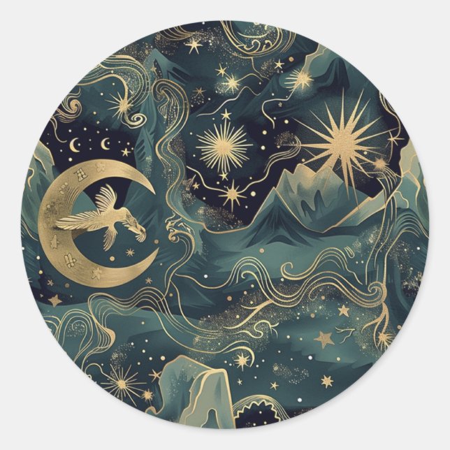 Redonda Pegatina de sobres astrológico de mitología griega (Anverso)