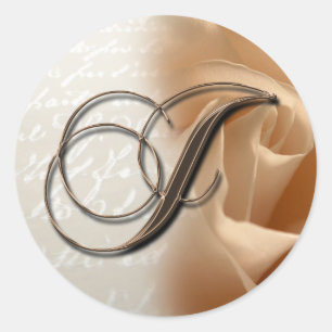 Redonda Pegatina de sobres Boda de letra monograma J