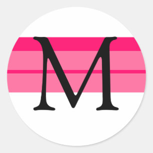 Redonda Pegatina de sobres Boda monograma Fuchsia rosa