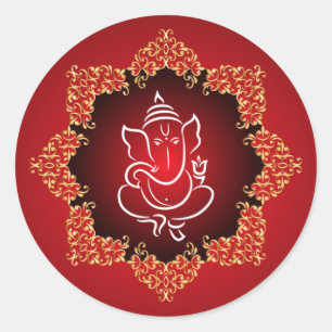 Redonda pegatina de sobres de 20 - 1.5" Lord Ganesha/Red h