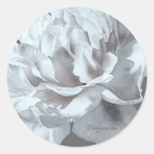 Redonda Pegatina de sobres de Boda gris Guay Peony