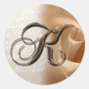 Redonda Pegatina de sobres de Boda K con letra monográfica