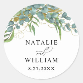 Redonda Pegatina de sobres de Eucalyptus Laurel Boda Rústi
