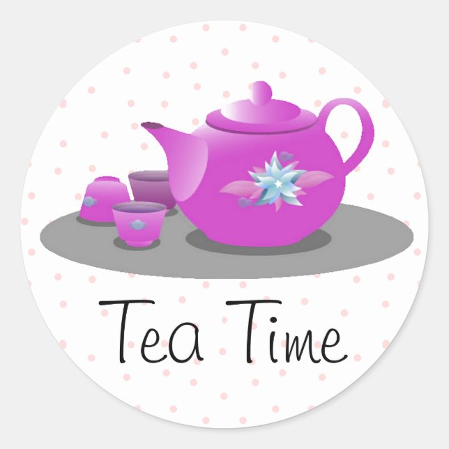 Redonda Pegatina de sobres de Fiesta de té (Anverso)