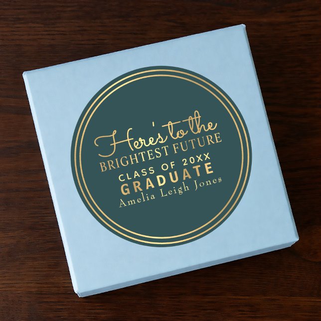 Redonda Pegatina de sobres para graduados de oro en el fut (Subido por el creador)