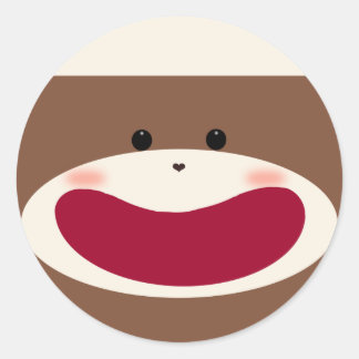 Redonda Pegatina de Sock Monkey Boy