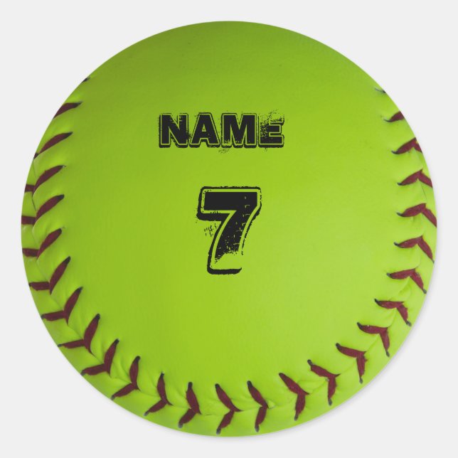 Redonda Pegatina de softball personalizado (Anverso)