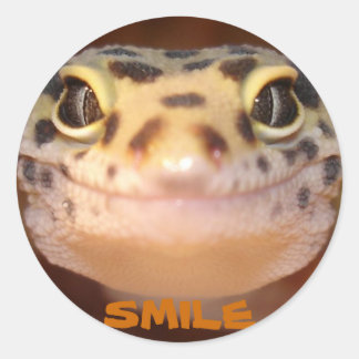 Redonda Pegatina de sonrisa de Leopard Gecko