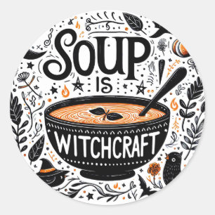 Redonda Pegatina de sopa mágica - Bruja de cocina