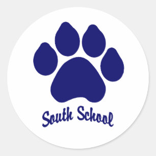 Redonda Pegatina de South School Paw