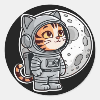 Redonda Pegatina de Space Kitty