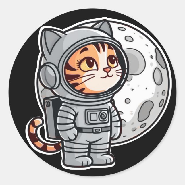 Redonda Pegatina de Space Kitty (Anverso)
