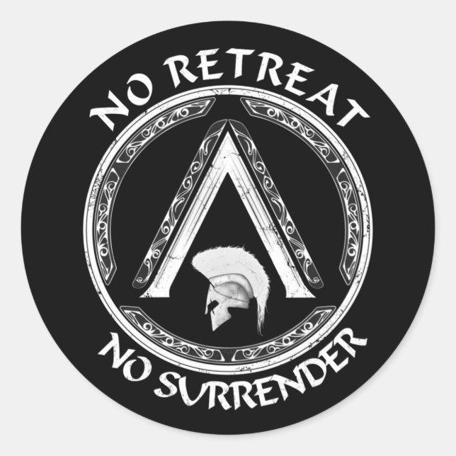 Redonda Pegatina de Spartan Warrior y Lambda Symbol (Anverso)