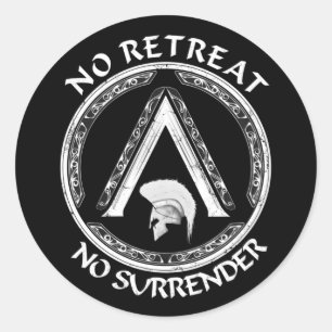 Redonda Pegatina de Spartan Warrior y Lambda Symbol