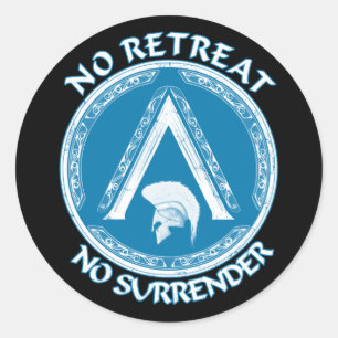 Redonda Pegatina de Spartan Warrior y Lambda Symbol