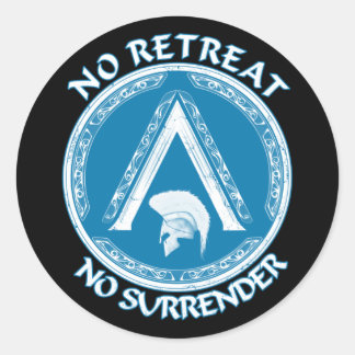 Redonda Pegatina de Spartan Warrior y Lambda Symbol