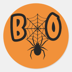 Redonda Pegatina de Spider Web Boo Halloween