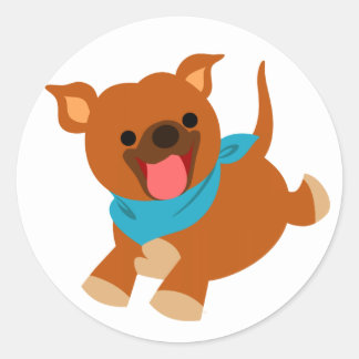 Redonda Pegatina de Staffie de Personalizado Cute Happy