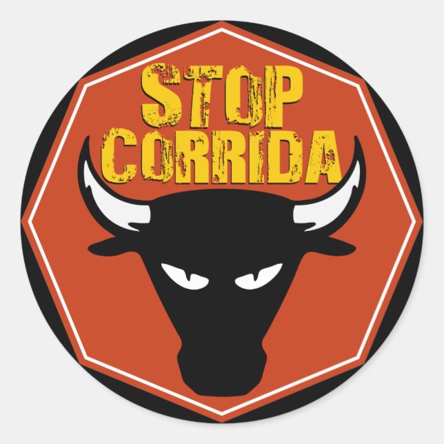 Redonda Pegatina de Stop Corrida (Anverso)