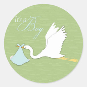 Redonda Pegatina de Stork Delivery Boy