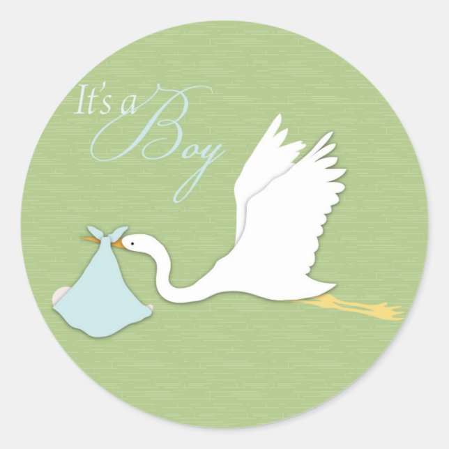 Redonda Pegatina de Stork Delivery Boy (Anverso)