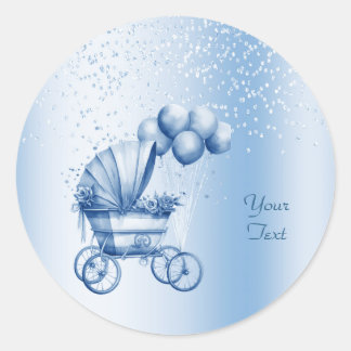 Redonda Pegatina de Stroller Azul