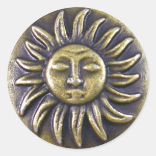 Redonda Pegatina de Sun Medallion