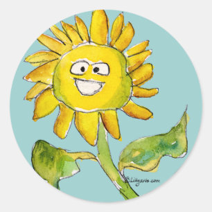 Redonda Pegatina de Sunflower Clipart