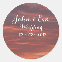 Redonda Pegatina de Sunrise Photo Boda