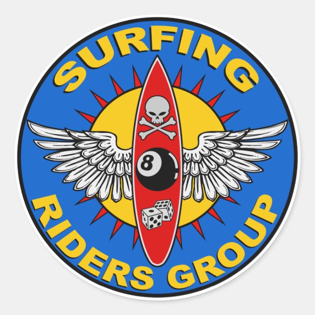 Redonda pegatina de surf (Anverso)