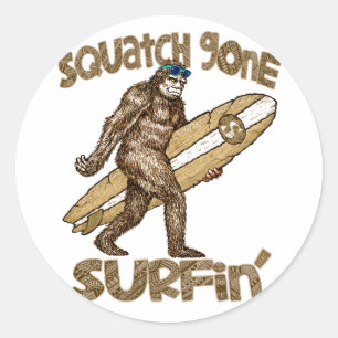 Redonda Pegatina de Surfing Squatch Gone