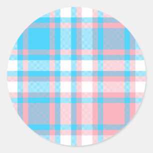 Redonda Pegatina de Sweet Dreams Plaid