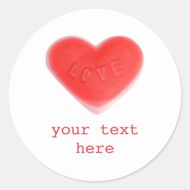 Redonda Pegatina de Sweet Heart 'Your Text' (Anverso)