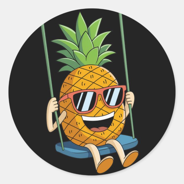Redonda pegatina de swinger de piña de swing divertida (Anverso)
