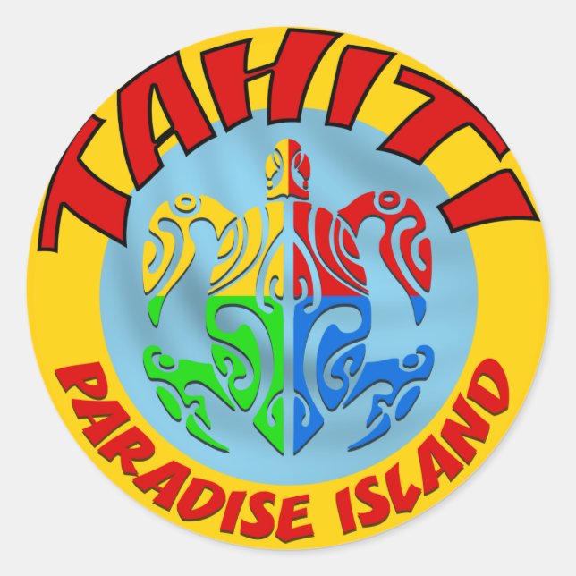 Redonda Pegatina de Tahití (Anverso)