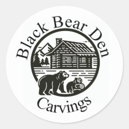 Redonda Pegatina de tallados de Black Bear Den