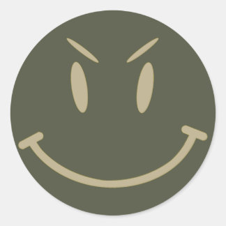Redonda Pegatina de tapón de alcance, cara malvada, estilo