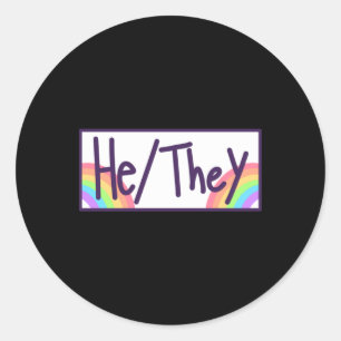 Redonda Pegatina de tarjetas Hethey Pronouns