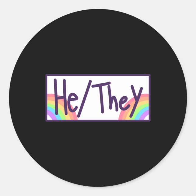 Redonda Pegatina de tarjetas Hethey Pronouns (Anverso)