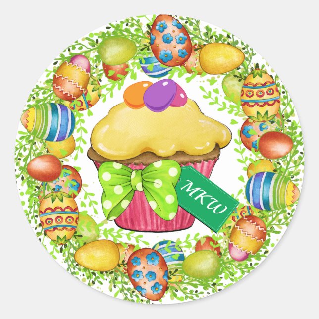 Redonda Pegatina de tarta de pascua (Anverso)