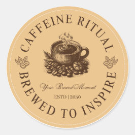 Redonda Pegatina de taza de café Ritual de cafeína prepara