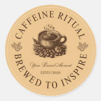 Redonda Pegatina de taza de café Ritual de cafeína prepara