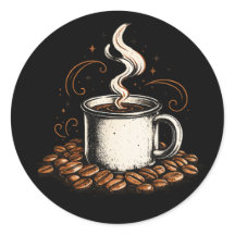 Pegatina de taza de café vintage | Vi para amantes