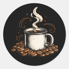Redonda Pegatina de taza de café vintage | Vi para amantes