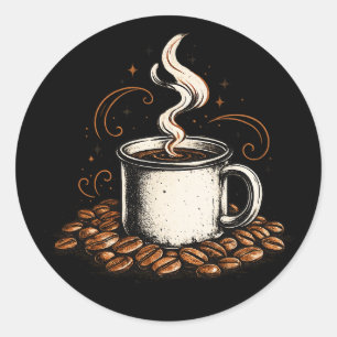 Redonda Pegatina de taza de café vintage Vi para amantes