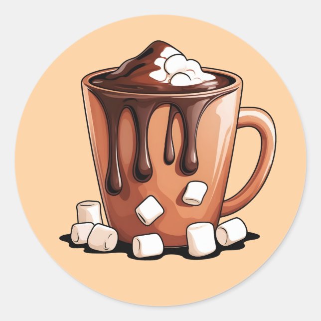 Redonda Pegatina de taza del sueño de chocolate caliente V (Anverso)
