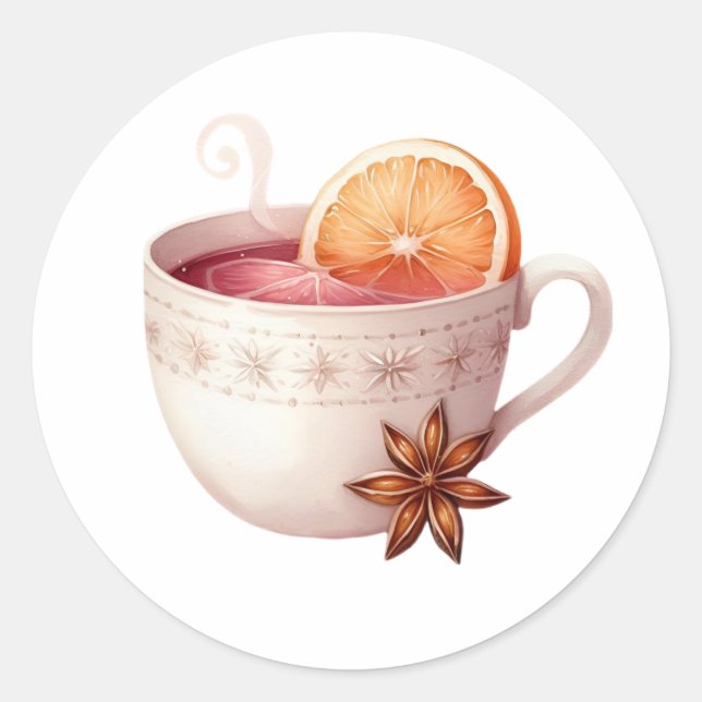 Redonda Pegatina de Té de Invierno Especiado – Bebida Navi (Anverso)
