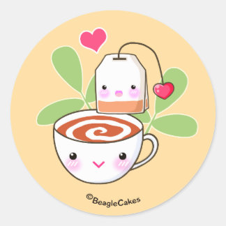 Redonda Pegatina de té y café