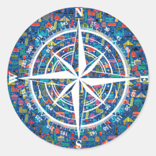 Redonda Pegatina de tema de viaje