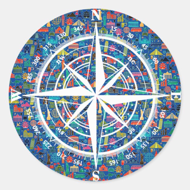 Redonda Pegatina de tema de viaje (Anverso)